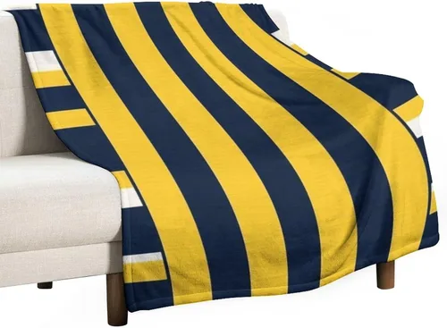 Vista 40 de Manta de rayas náuticas amarillas y azul marino, moderna, ultrasuave, manta de microfibra para sofá, cama para niños y adultos, 30 x 40 pulgadas