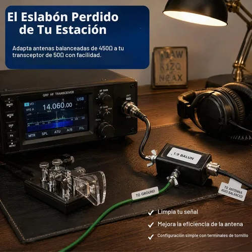 Vista 8 de Balun para antena de alimentación final - Balun 1:9 adecuado para antena de onda corta, estación exterior y muebles