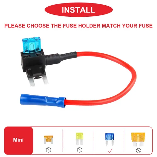 Vista 5 de Mini fusible de 16 piezas, adaptador de fusible de 12 V para añadir un circuito, con juegos de fusibles de hoja de cajero automático mini APM de 15