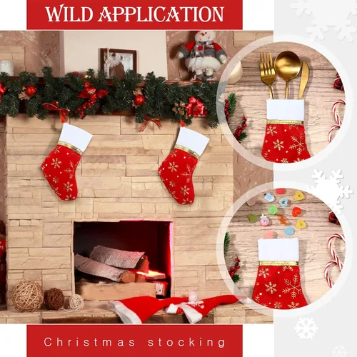Vista 4 de Patelai 30 piezas de mini calcetines de Navidad a granel de 5.5 pulgadas, adornos portacubiertos navideños, decoración de mesa de comedor, soporte