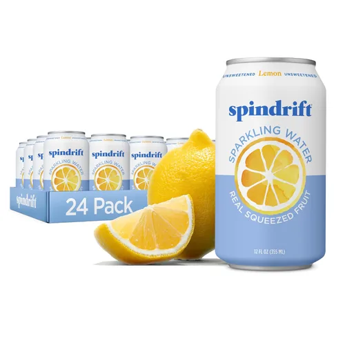 Vista 22 de Spindrift Agua con gas, sabor a bayas Belli, hecha con fruta exprimida real, latas de 12 onzas líquidas, paquete de 24 (solo 13 calorías por lata)