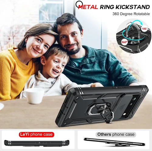 Vista 7 de LeYi Funda para Google Pixel 6: Funda para teléfono para Pixel 6 con cubierta deslizante para cámara + [2 paquetes] Protector de pantalla de vidrio