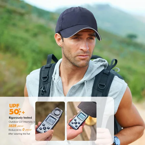 Vista 6 de Gorra de béisbol impermeable para hombre, sombrero de lluvia plegable para correr al aire libre, sombrero de pesca solar