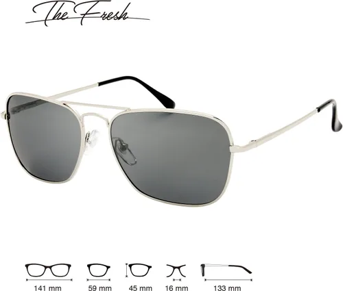 Vista 30 de The Fresh Gafas de sol polarizadas con marco de metal retro clásico, gafas de sol rectangulares