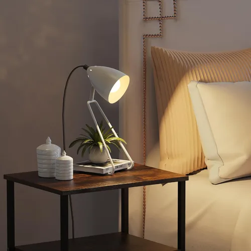 Vista 4 de PARTPHONER Juego de 2 lámparas de mesa pequeñas giratorias de 350°, modernas lámparas de noche de lectura blancas, adecuadas para estudio