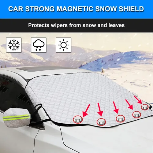 Vista 4 de Cubierta de nieve para parabrisas de coche con 4 capas de protección resistente al viento, defensa contra escarcha y luz solar, cubiertas