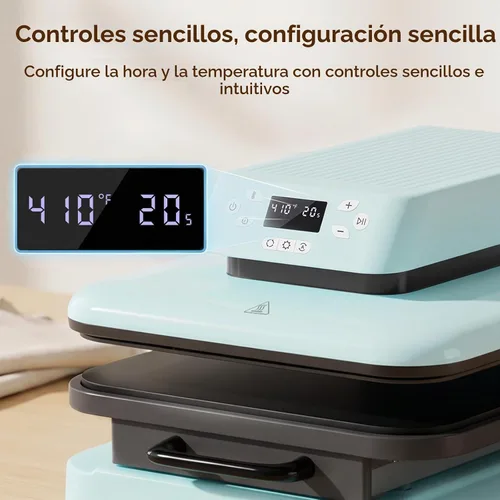 Vista 5 de HTVRONT Máquina automática de prensa de calor para camisetas con liberación Azul