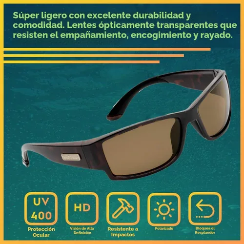 Vista 2 de Flying Fisherman Gafas de sol polarizadas Razor con bloqueador UV AcuTint para pesca y deportes al aire libre Marco de tortuga oscura/lente ámbar