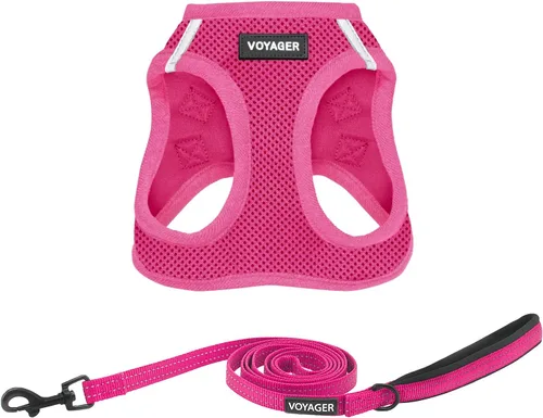 Vista 12 de Arnés de malla Voyager Step-in Air para todo clima y correa reflectante para perro de 5 pies, combo con mango de neopreno, para cachorros de razas