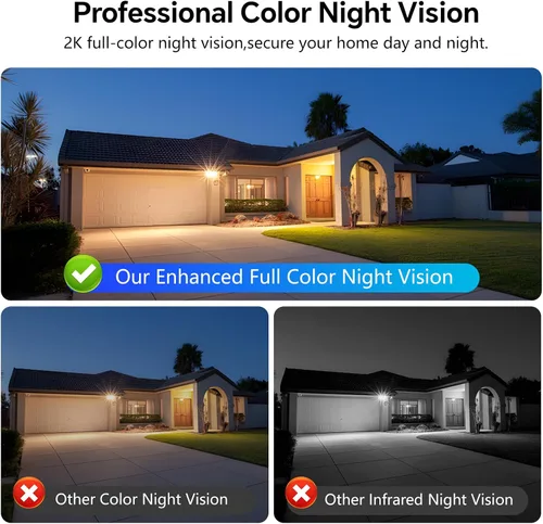 Vista 3 de Cámaras de ventana de 3MP para seguridad del hogar, cámara de seguridad, visión nocturna a todo color 2K, detección de movimiento y humano AI