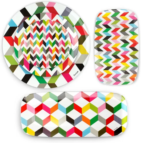 Vista 5 de French Bull Bandeja para cena de 28 cm de melamina con diseño Ziggy - Plato de cena colorido