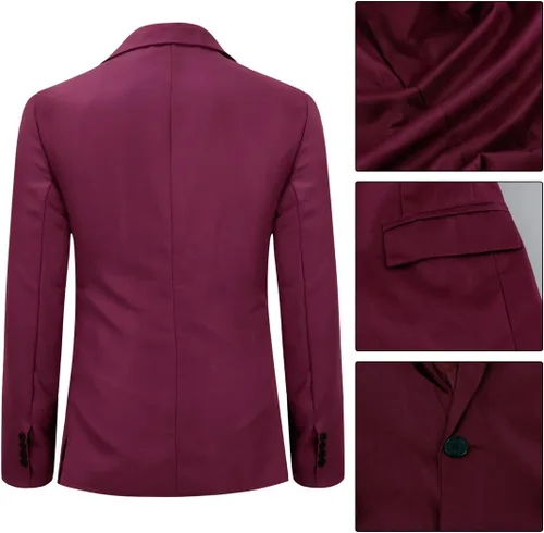 Vista 27 de YUNCLOS Chaqueta blazer casual de 1 botón con solapa con muescas para hombre