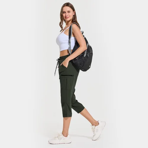 Vista 5 de ChinFun Pantalones capri de senderismo para mujer, de secado rápido, resistentes al agua, UPF 50+