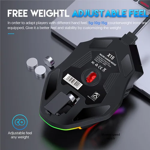 Vista 7 de EBTOOLS Ratón para juegos, 12 botones programables, luces RGB de 12800 DPI, diseño ergonómico, con cable de 5.9 ft, para computadora portátil y PC