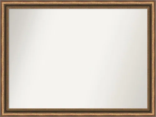 Vista 203 de Amanti Art Espejo de baño de bronce para sobre fregadero, 24 x 24 pulgadas, espejo de tocador cuadrado estrecho de bronce Manhattan, marco de madera