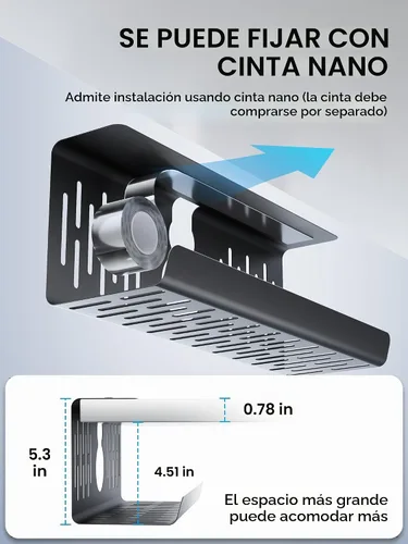Vista 6 de NODOCA Bandeja de gestión de cables para debajo del escritorio sin perforación, gestión de cables de 14'', abrazadera sin perforaciones, bandeja
