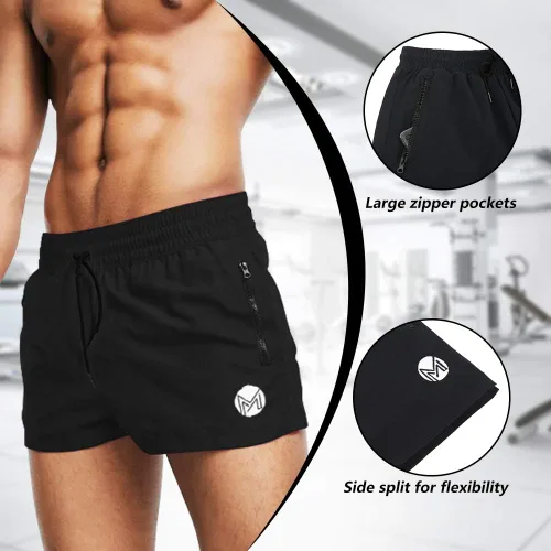 Vista 3 de MICOZIFY Pantalones cortos de entrenamiento de gimnasio para hombre, pantalones cortos de entrenamiento de 3 pulgadas, pantalones cortos de gimnasio
