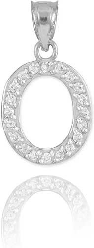 Vista 30 de Claddagh Gold . Collar con colgante de letra inicial de plata de ley 925 con circonita cúbica - Elección de tamaños