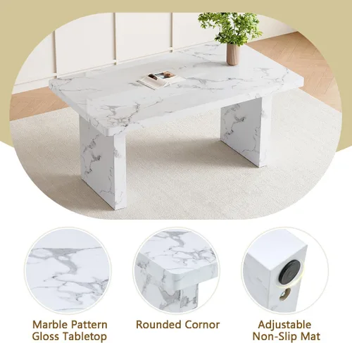 Vista 4 de gopop Juego de mesa de comedor de 7 piezas para 6, 63 pulgadas de mármol sintético