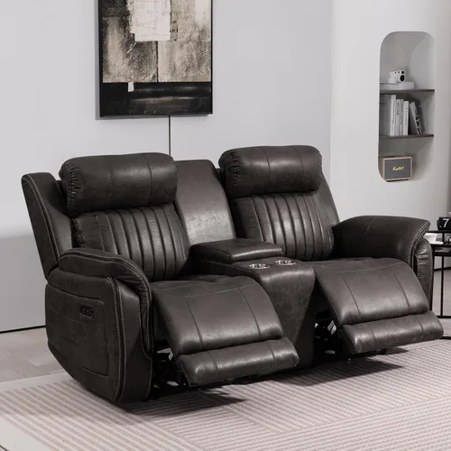 Vista 10 de Zero Gravity - Sofá biplaza reclinable eléctrico con reposacabezas ajustable, sofá reclinable eléctrico con consola, sofá reclinable eléctrico