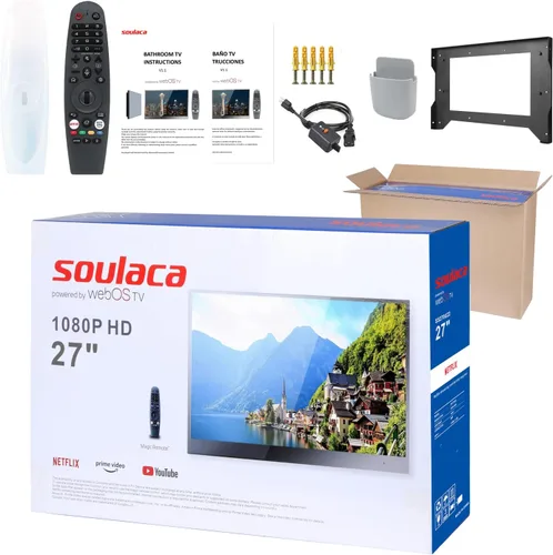 Vista 9 de Soulaca 27 pulgadas Smart Mirror impermeable TV para baño Hotel LED Televisión webOS Control de voz ATSC DTV sintonizador WiFi Bluetooth SPA Hotel