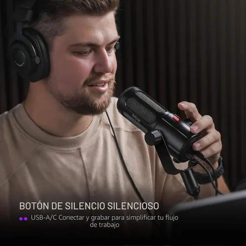 Vista 5 de FIFINE - Micrófono para podcast, micrófono dinámico vocal USB/XLR para transmisión, grabación, emisión, creador de contenido, micrófono de estudio