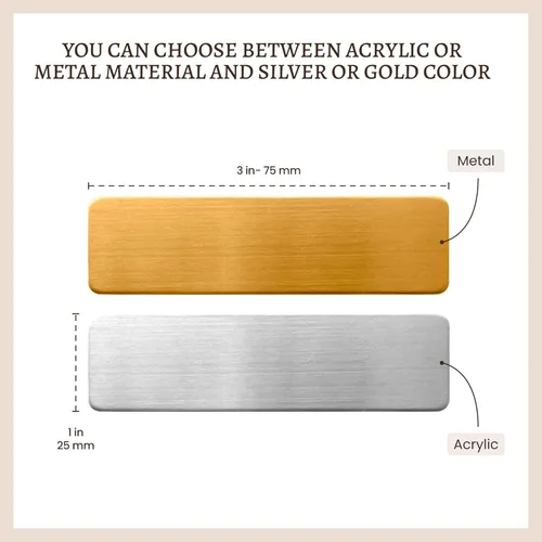 Vista 3 de Placas de identificación con nombre grabadas personalizadas, insignias de identificación personalizadas con texto y logotipos, nombre de metal