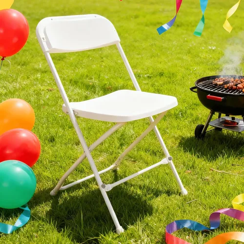 Vista 9 de 10 PCS White Folding Chair, Portable Plastic Folding Chairs, Stackable Commercial Seat with Steel Frame 350lb.Capacity for Indoor Outdoor, Party