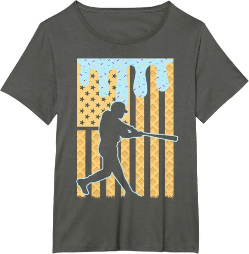 Vista 92 de Camiseta de béisbol Drip Boys Dripping Ice Cream Baseball American Flag, Negro -, Pequeña