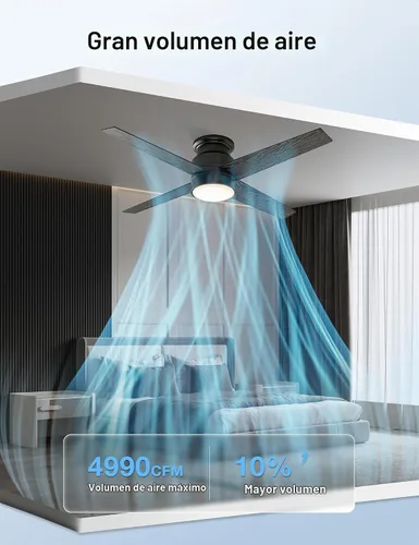 Vista 2 de [Usado] warmiplanet Ventiladores de techo de montaje empotrado con luces y control remoto, 52 pulgadas, níquel cepillado, 4 aspas, paquete de 2
