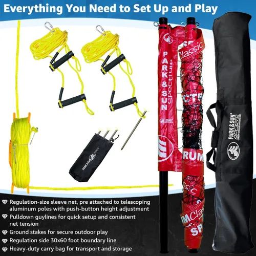 Vista 23 de Park & Sun Sports Spectrum Classic: Sistema de red de voleibol profesional ajustable para exteriores Negro