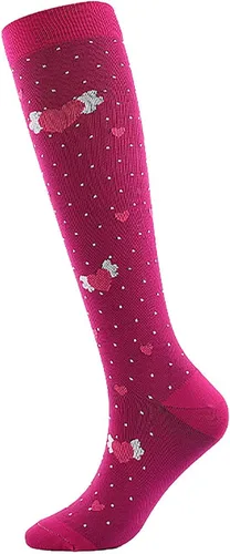 Vista 3 de JSNNLYE Calcetines atléticos para mujer, absorben el sudor, con estampado de nailon, de compresión larga, para deportes al aire libre