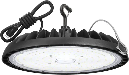 Vista 9 de Luces LED regulables de alta bahía de 150 W - 22500 LM, 2 unidades, 0-10 V regulables, blanco brillante de 5000 K para granero, garaje y taller