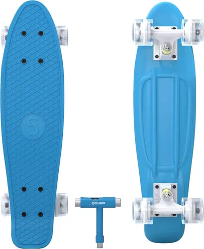 Vista 2 de Skatro - Monopatín modelo mini cruiser. Tablero de plástico de estilo retro de 22 x 6 pulgadas.Viene completo.