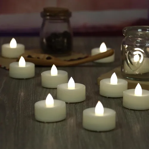 Vista 5 de CANDLE CHOICE Velas de té sin llama que funcionan con pilas, velas LED parpadeantes brillantes para centros de mesa de boda, Halloween, Acción