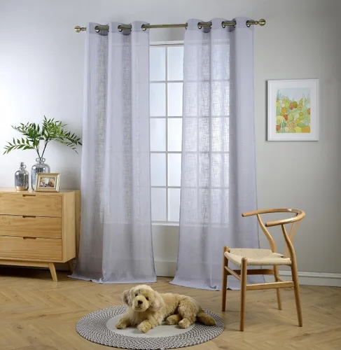 Vista 11 de Cortinas para sala de estar de 2 paneles (2 x 37 pulgadas de ancho), cortinas con textura de lino, con ojales, de la marca Miuco