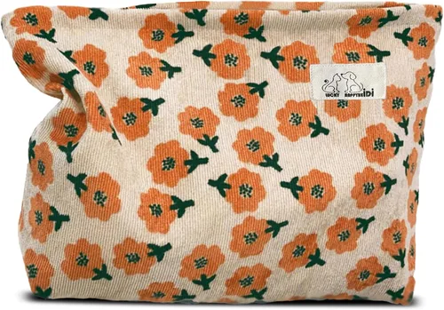 Vista 20 de HAPPYHEIDI Bolsa de maquillaje grande bolsa de cosméticos de viaje, bordado Teabreak Negro Floral