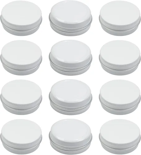 Vista 30 de Othmro Latas redondas de metal de 8.3 onzas, latas de aluminio, contenedores recargables de 8.5 fl oz, botellas de lata con tapa de tornillo