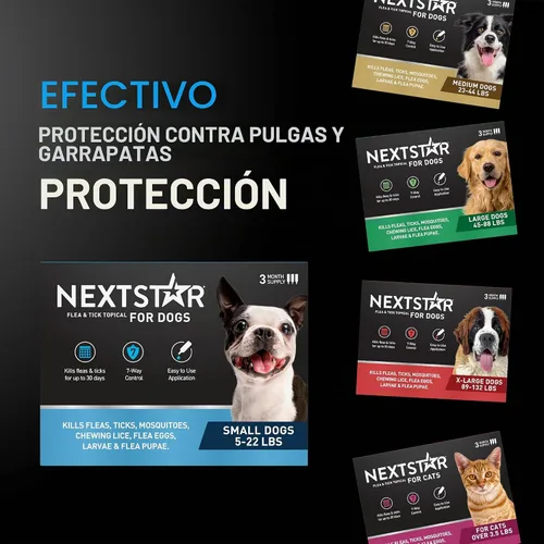 Vista 4 de NextStar Perros tópicos de pulgas y garrapatas pequeños, 7 vías, 1 mes