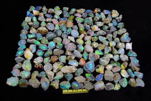 Vista 3 de Ópalo arco iris crudo, ópalo etíope, ópalo de fuego, suministro de ópalo, piedras para hacer joyas, cristales de bricolaje, piedra energética, ópalo