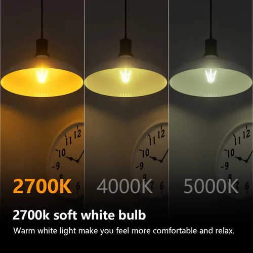Vista 6 de Bombilla LED E26, bombilla LED A15 regulable de 6 W = 60 W, blanco cálido de 2700 K, bombilla LED Edison E26 de base media para ventilador de techo