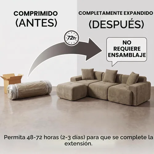 Vista 7 de HIPIHOM 105" sofá seccional modular en forma de L, sofá de tela con otomano