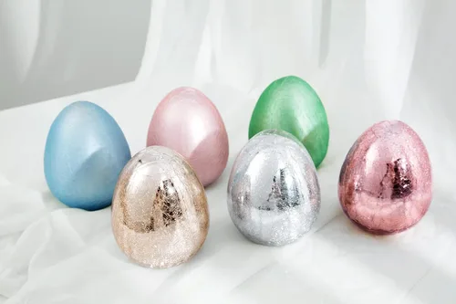 Vista 7 de Diamond Star Figura decorativa de huevos de Pascua con forma de huevo de cristal dorado grande soplado a mano