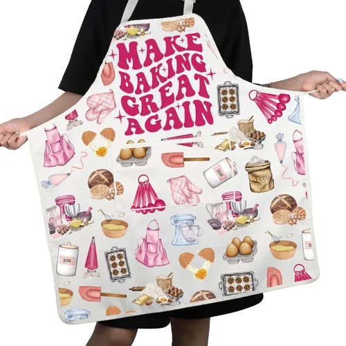 Vista 6 de VAMSII Regalo para amantes de la repostería, delantal para hornear con bolsillos, para cocinar, cocinero, regalo de cocina, delantal