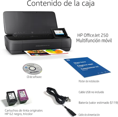 Vista 7 de Impresora móvil todo en uno HP Officejet 250 (cz992 a), Negro