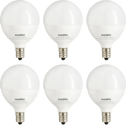 Vista 11 de Sunlite Bombilla LED G16.5, 7 vatios (equivalente a 60 W), 500 lúmenes, regulable, base de candelabro tipo G en forma de globo E12, bombillas Blanco