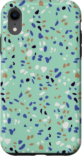 Vista 25 de Fun Vintage Green, Blue, White and Black Terrazzo Case for iPhone 16