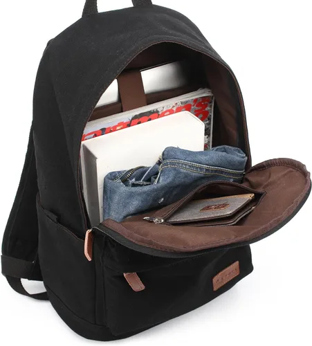 Vista 6 de kayond Bolsa de lona ligera para portátil de estilo casual, mochilas de viaje duraderas, mochila para hombres y mujeres, mochila de moda para Negro