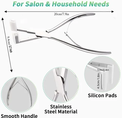 Vista 4 de Kit de herramientas de extensión de cabello con cinta adhesiva, superficie plana profesional, extensiones de cabello con cinta de acero inoxidable
