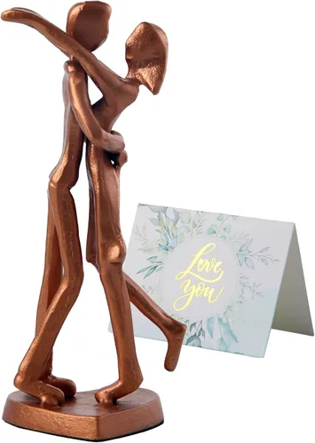 Vista 10 de Regalo de escultura de hierro para 6º aniversario, estatua romántica de pareja para ella, decoración de metal negro hecha a mano, boda, San